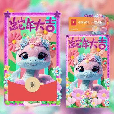 【红包封面】毛绒蛇宝送祝福didi