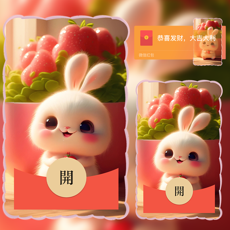 【红包封面】草莓兔jj