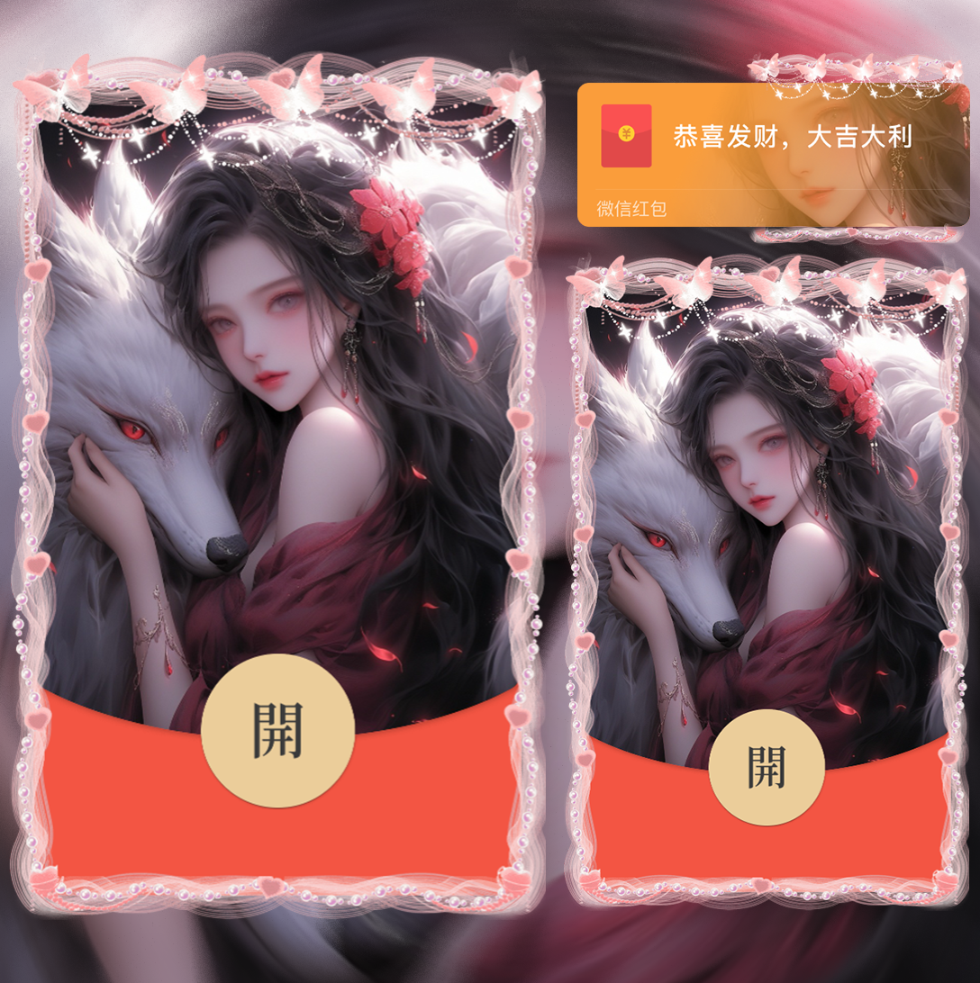 【红包封面】红裙九尾妖狐la