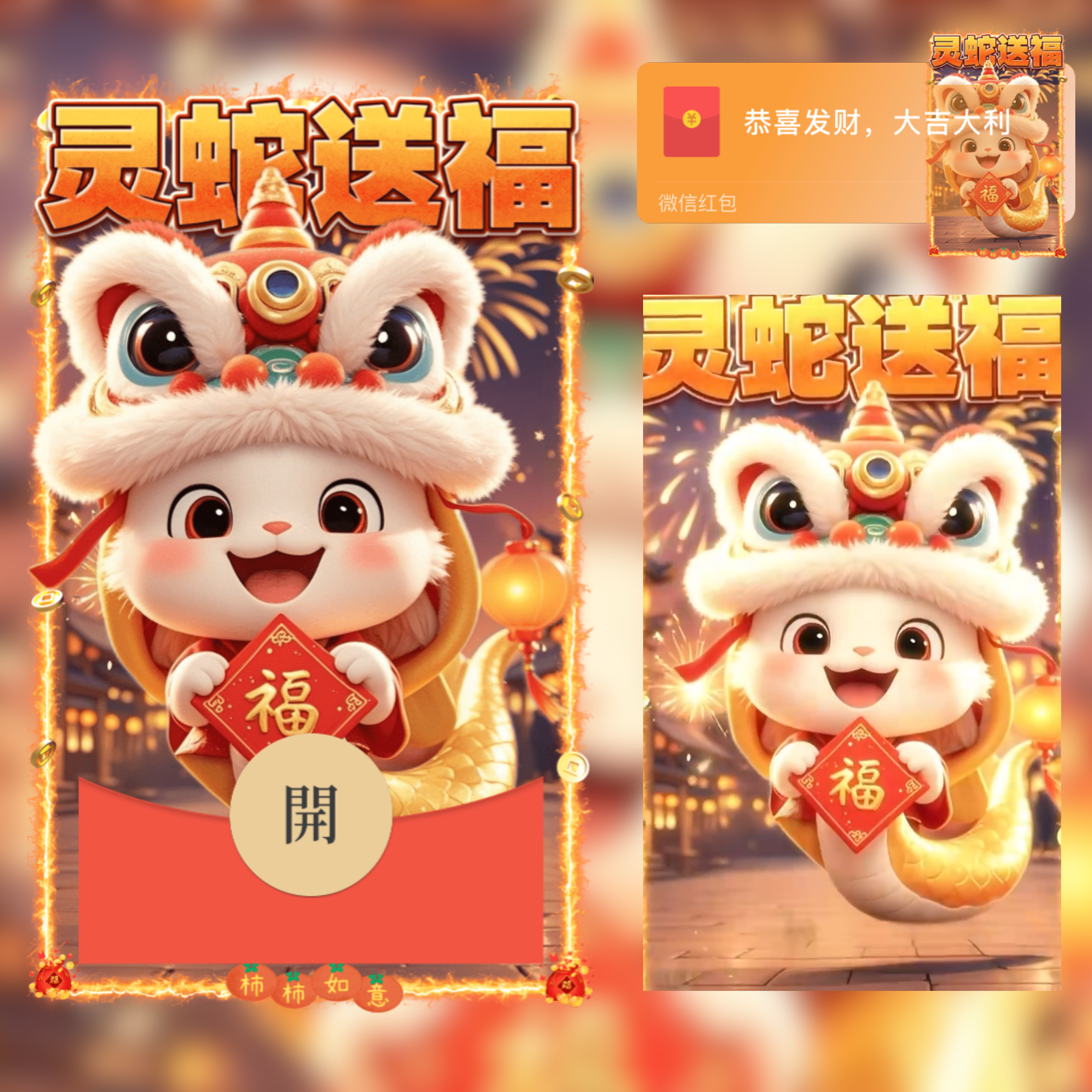 【红包封面】灵蛇送福yu