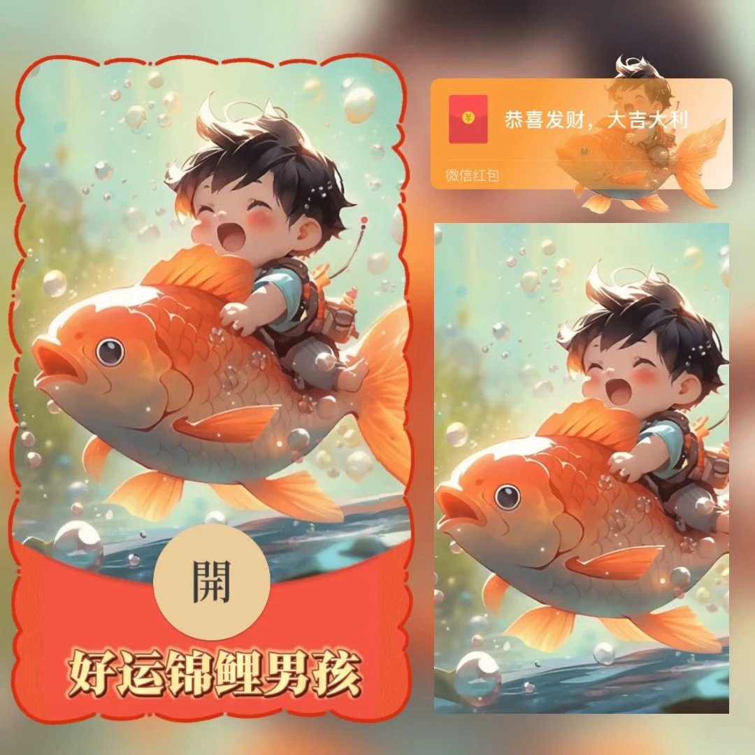 【红包封面】好运锦鲤男孩tao