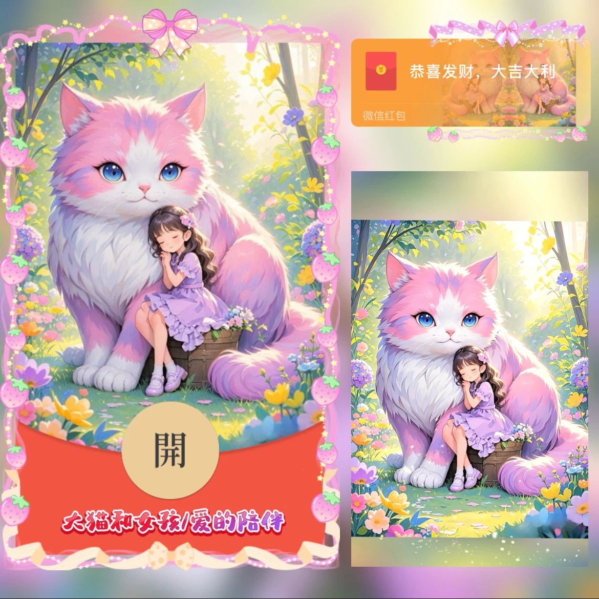 【红包封面】大猫和女孩爱的陪伴yi