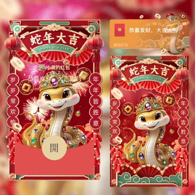 【红包封面】富贵蛇送祝福didi